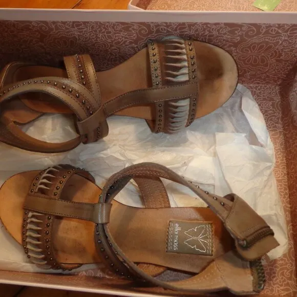 Ella Moss HENNA Leather Sandals 6M Clay Suede Zip Tassels