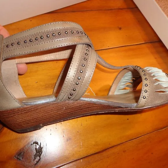 Ella Moss HENNA Leather Sandals 6M Clay Suede Zip Tassels