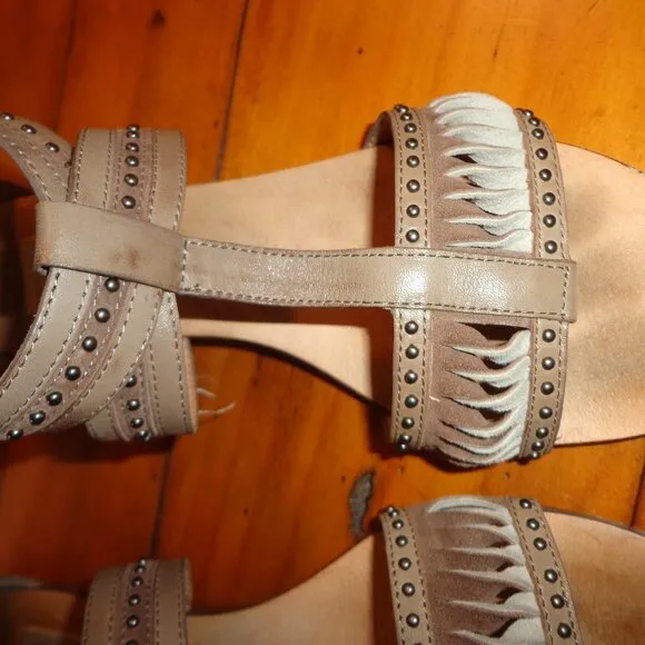 Ella Moss HENNA Leather Sandals 6M Clay Suede Zip Tassels