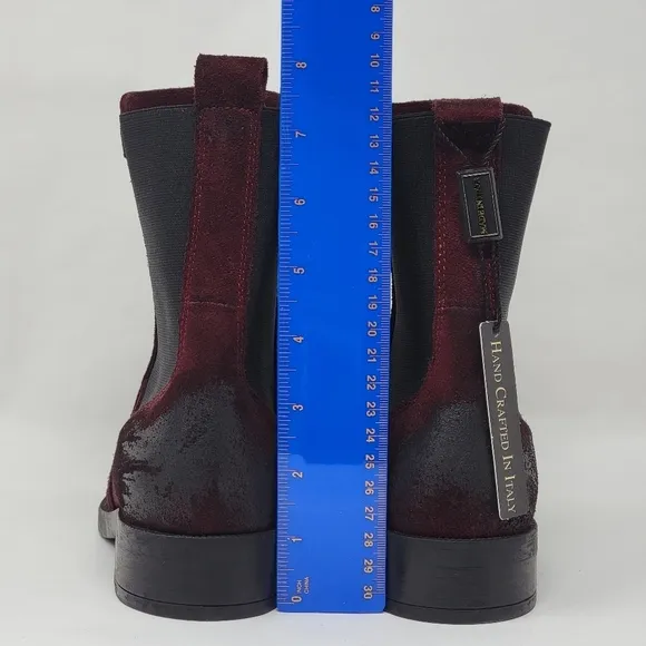 Emanuele Crasto Women's Mid Calf Burgundy Leather Boots Made In Italy Sz 37 New