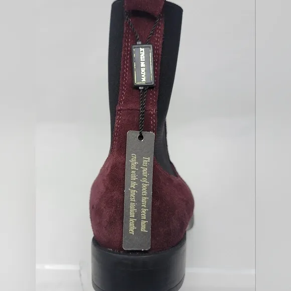 Emanuele Crasto Women's Mid Calf Burgundy Leather Boots Made In Italy Sz 37 New