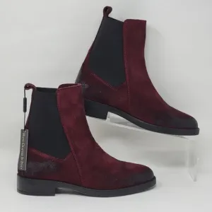 Emanuele Crasto Women's Mid Calf Burgundy Leather Boots Made In Italy Sz 37 New