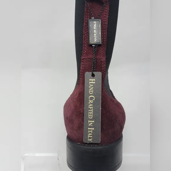 Emanuele Crasto Women's Mid Calf Burgundy Leather Boots Made In Italy Sz 37 New
