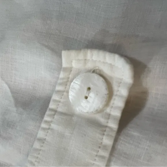 Emporio Armani White Side Button Linen Sleeveless Dress, Size FR 42 / US 10
