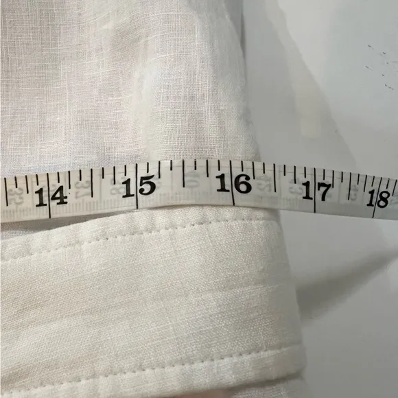 Emporio Armani White Side Button Linen Sleeveless Dress, Size FR 42 / US 10