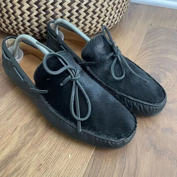 Emporio Armani Driving Loafers Moccasins Leather Horsehair $675 Mens 8