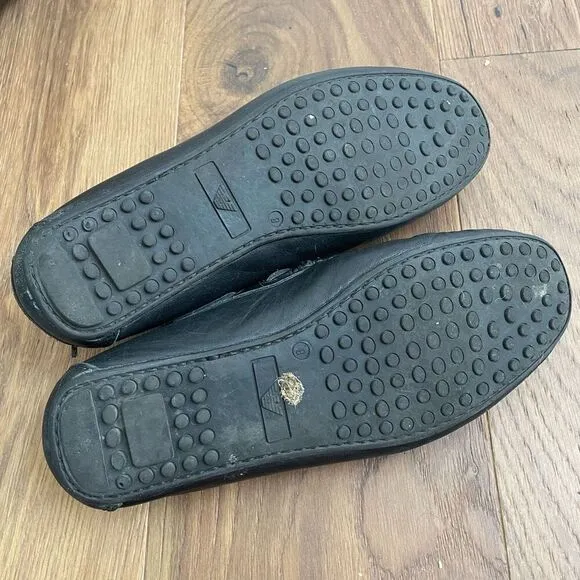 Emporio Armani Driving Loafers Moccasins Leather Horsehair $675 Mens 8