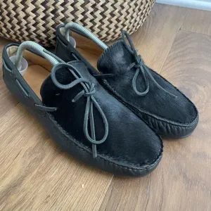 Emporio Armani Driving Loafers Moccasins Leather Horsehair $675 Mens 8