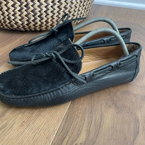 Emporio Armani Driving Loafers Moccasins Leather Horsehair $675 Mens 8