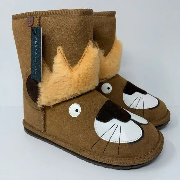 EMU Australia Unisex Kids Leo Lion Boots Brown New