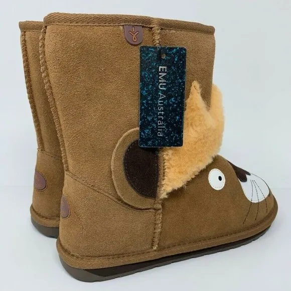 EMU Australia Unisex Kids Leo Lion Boots Brown New