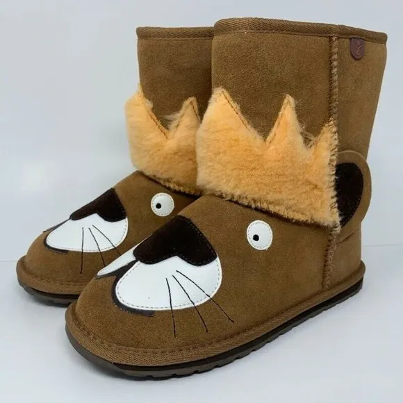 EMU Australia Unisex Kids Leo Lion Boots Brown New