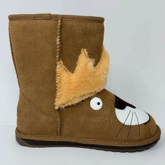 EMU Australia Unisex Kids Leo Lion Boots Brown New
