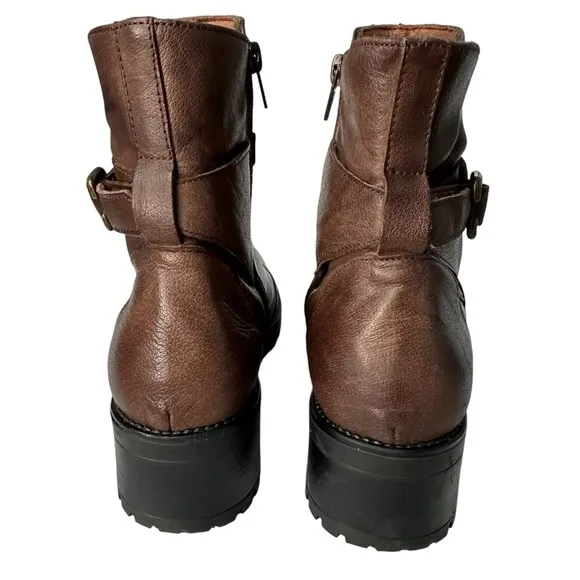 Eric Michael Made in Spain Chunky Heel Brown Leather Boots, 9.5