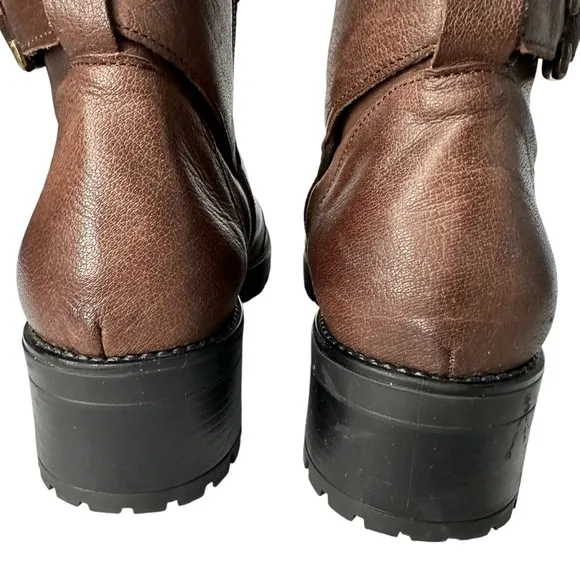 Eric Michael Made in Spain Chunky Heel Brown Leather Boots, 9.5