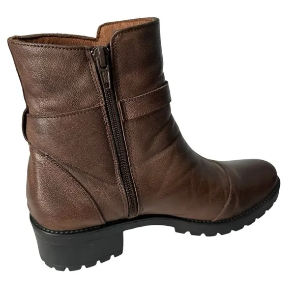 Eric Michael Made in Spain Chunky Heel Brown Leather Boots, 9.5