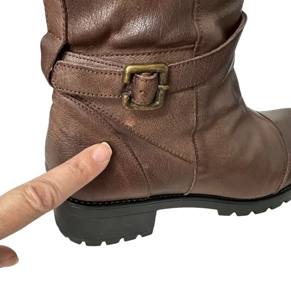 Eric Michael Made in Spain Chunky Heel Brown Leather Boots, 9.5