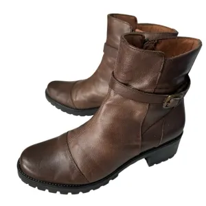 Eric Michael Made in Spain Chunky Heel Brown Leather Boots, 9.5
