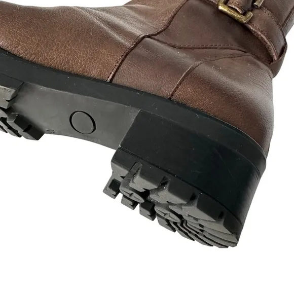 Eric Michael Made in Spain Chunky Heel Brown Leather Boots, 9.5