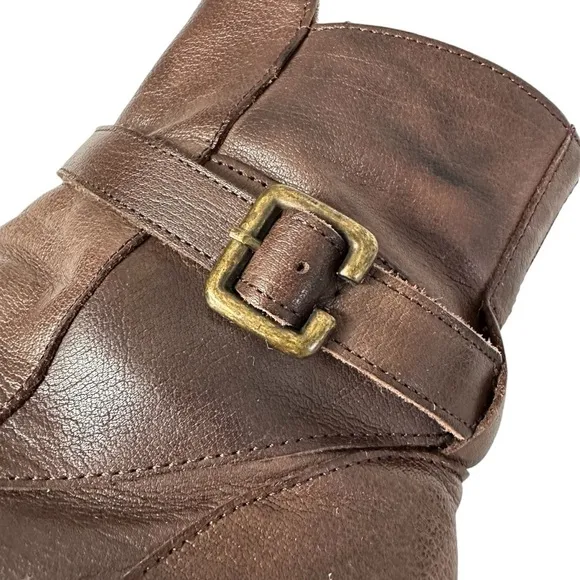 Eric Michael Made in Spain Chunky Heel Brown Leather Boots, 9.5