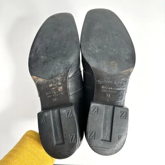 ERMENEGILDO ZEGNA Mens Black Leather Loafers
