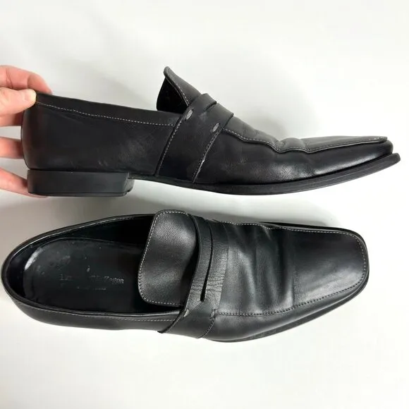 ERMENEGILDO ZEGNA Mens Black Leather Loafers
