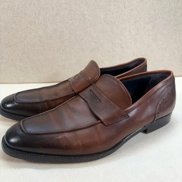 Ermenegildo Zegna Mens Dark Brown Ombre Slip on Loafers- size US 11, EU 10