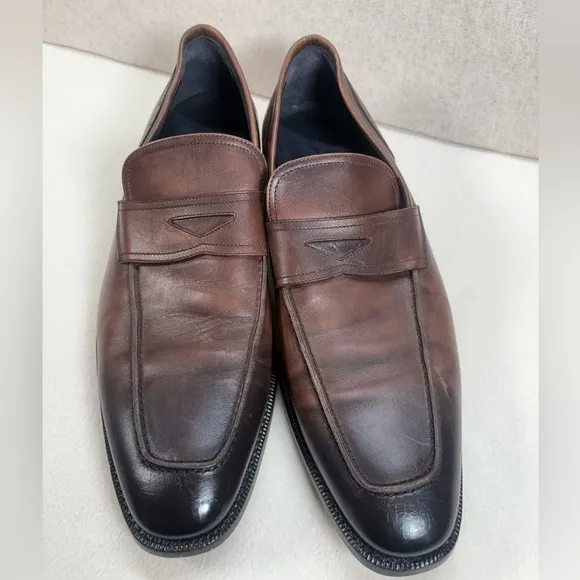 Ermenegildo Zegna Mens Dark Brown Ombre Slip on Loafers- size US 11, EU 10