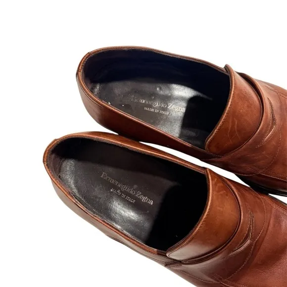 Ermenegildo Zegna Men’s Dark Brown Penny Loafers Men’s Size 8D $990