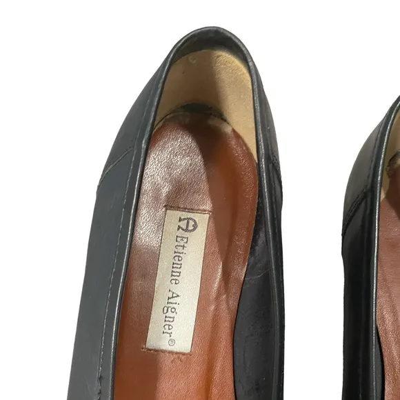Etienne Aigner Blue Leather Preppy Style Loafers Size 9.5