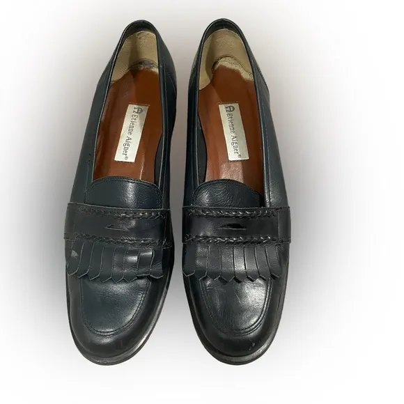 Etienne Aigner Blue Leather Preppy Style Loafers Size 9.5