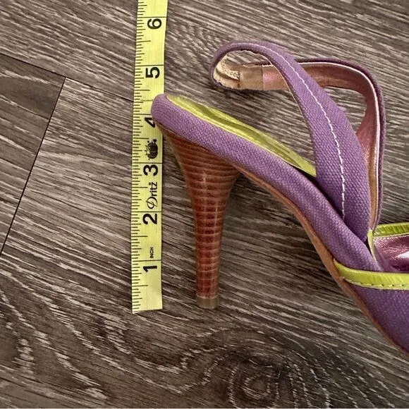 ETRO Vernice Vogue lime purple flower open toe sling back sandals