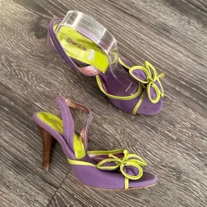 ETRO Vernice Vogue lime purple flower open toe sling back sandals