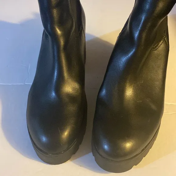 EUC ALDO Ankle Boots, Booties, Leather, Platform, Sz 9, chunky, block heel