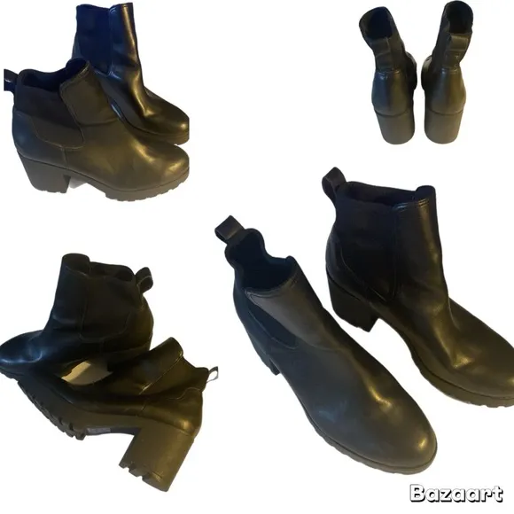 EUC ALDO Ankle Boots, Booties, Leather, Platform, Sz 9, chunky, block heel