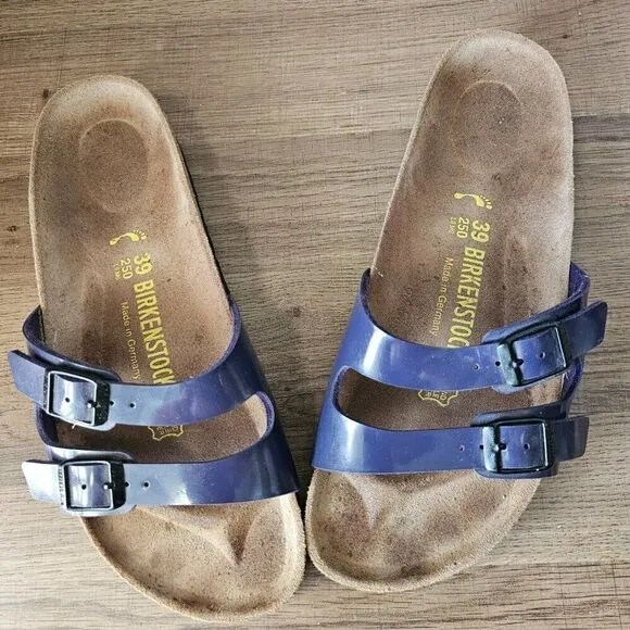 EUC BIRKENSTOCK BLUE DOUBLE STRAPS WOMENS SANDALS SIZE 39 8 - 8.5