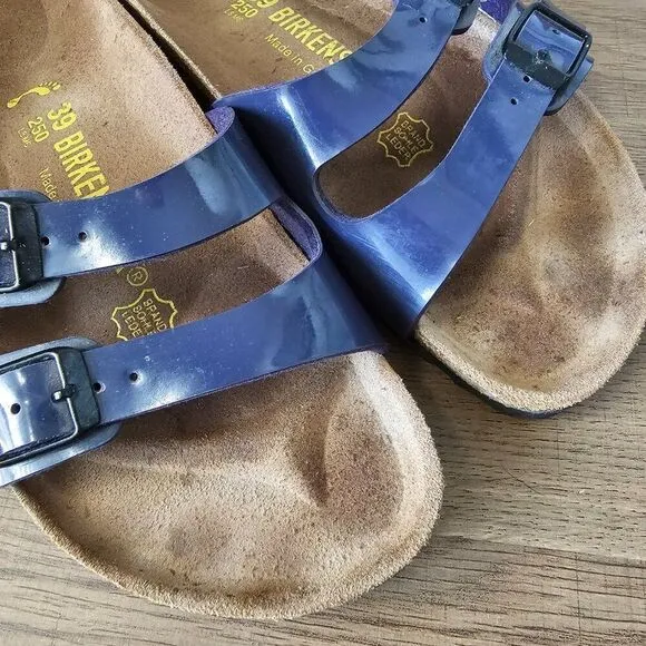 EUC BIRKENSTOCK BLUE DOUBLE STRAPS WOMENS SANDALS SIZE 39 8 - 8.5