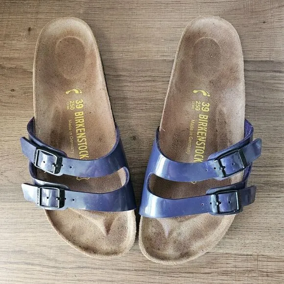 EUC BIRKENSTOCK BLUE DOUBLE STRAPS WOMENS SANDALS SIZE 39 8 - 8.5