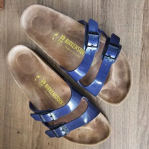 EUC BIRKENSTOCK BLUE DOUBLE STRAPS WOMENS SANDALS SIZE 39 8 - 8.5