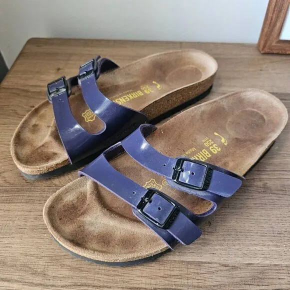 EUC BIRKENSTOCK BLUE DOUBLE STRAPS WOMENS SANDALS SIZE 39 8 - 8.5