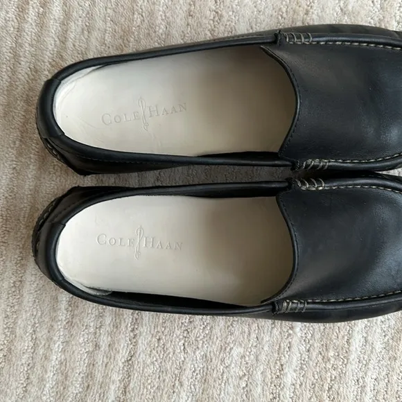EUC Cole Haan Mens Somerset Venetian Loafers Driving Shoes Black Leather Size 12