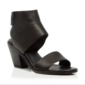 EUC - Eileen Fisher Arts Ankle Cuff Black Italian Leather Sandals - size 6
