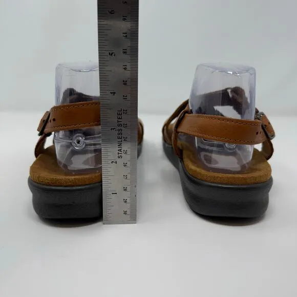 EUC SAS Sandals Women's 10 Huggy Caramel Leather Strap Back Coastal Grandma