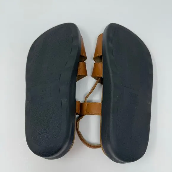 EUC SAS Sandals Women's 10 Huggy Caramel Leather Strap Back Coastal Grandma