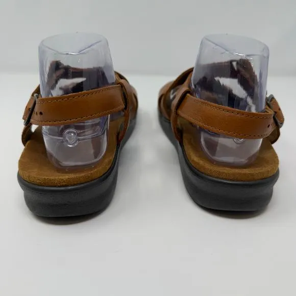 EUC SAS Sandals Women's 10 Huggy Caramel Leather Strap Back Coastal Grandma