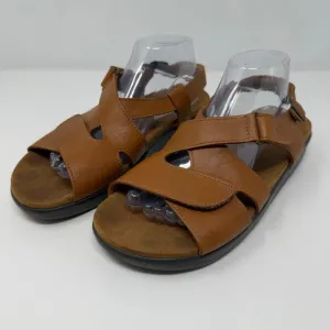 EUC SAS Sandals Women's 10 Huggy Caramel Leather Strap Back Coastal Grandma