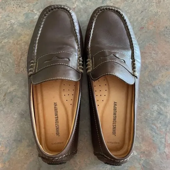 EUC Johnston &amp; Murphy Sheepskin Brown Loafers