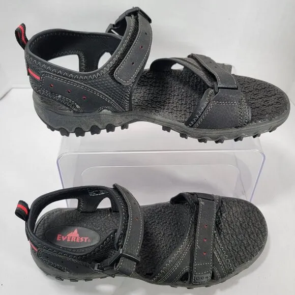 Everest Womens 10 Black Hiking Sandals Walking Rugged Ankle Strap Gorpcore