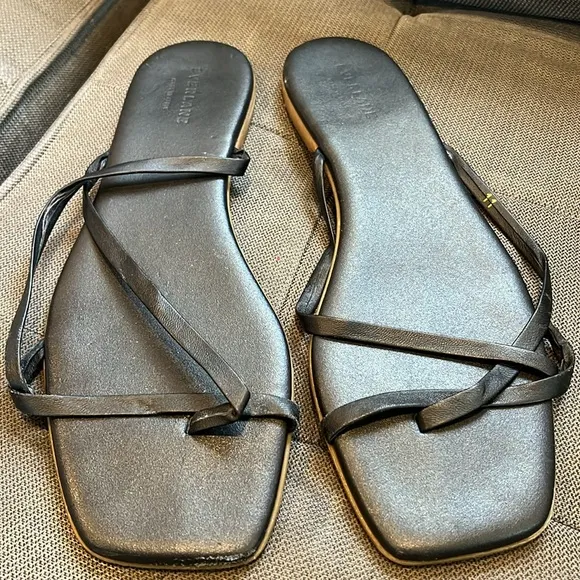 Everlane strappy sandals leather flats black size 11