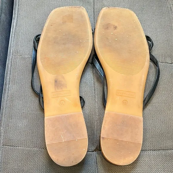 Everlane strappy sandals leather flats black size 11